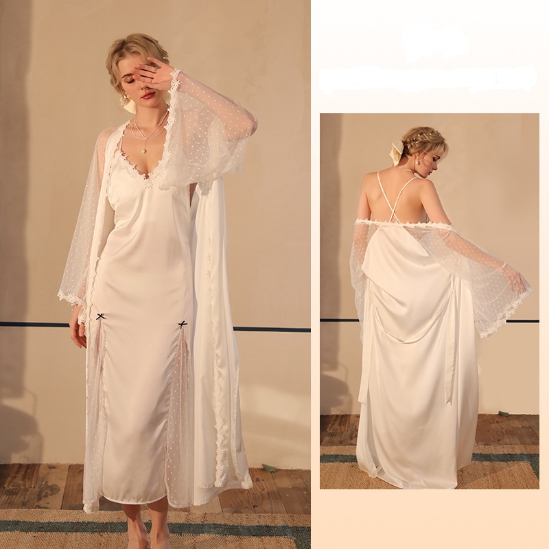 Long Nightgown  Sexy Backless Sash Polyester Adult Lingerie